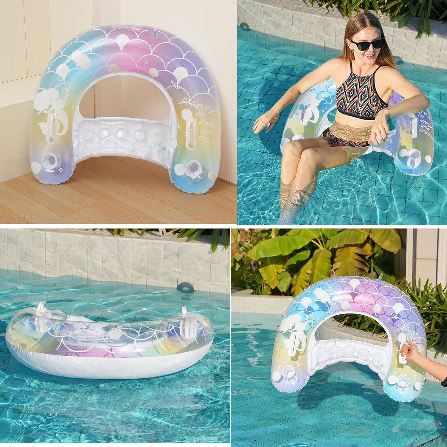 2 pcs Mermaid Pool Floats-30 i - đánh giá và giá Pool Float Ring Inflatable