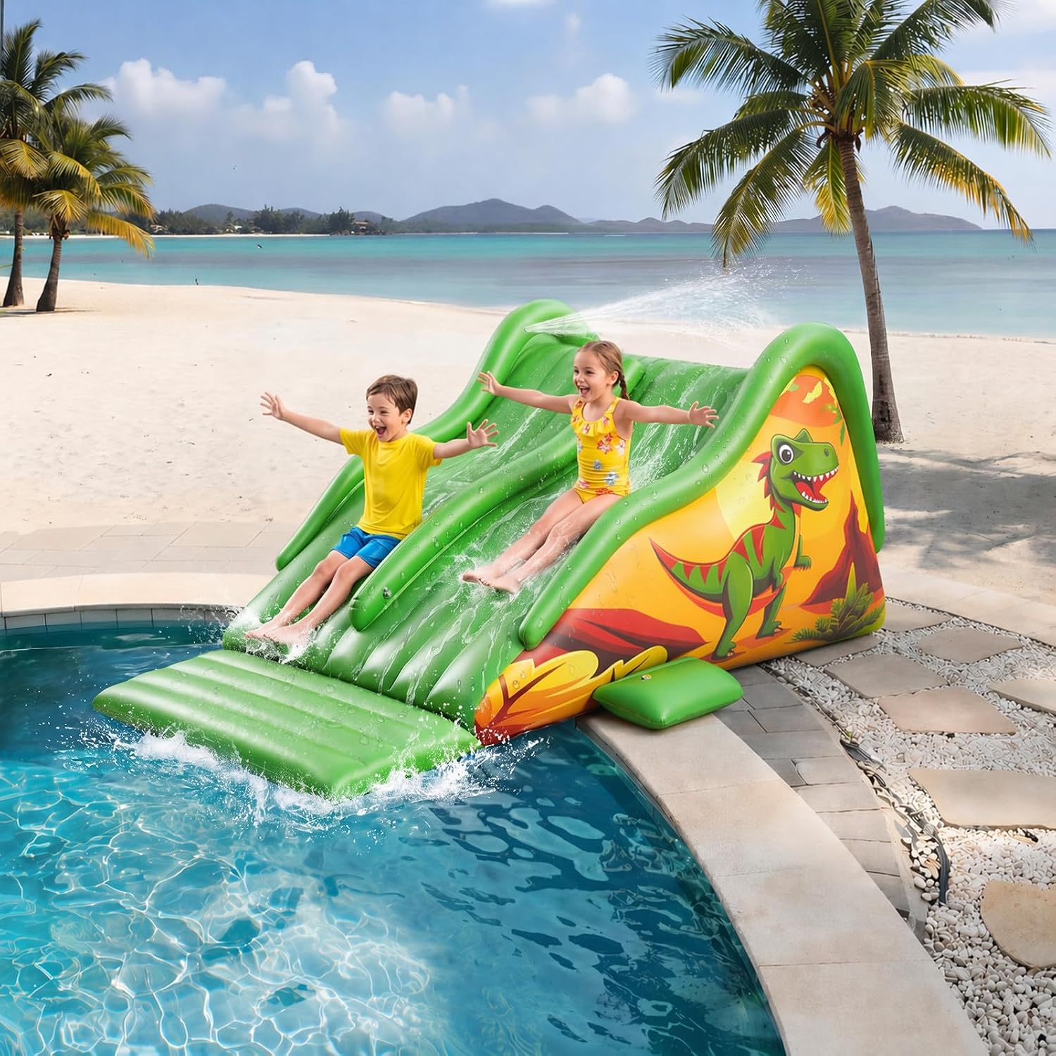 125 Inch Giant Inflatable Dino - đánh giá và giá Water Slide Inflatable