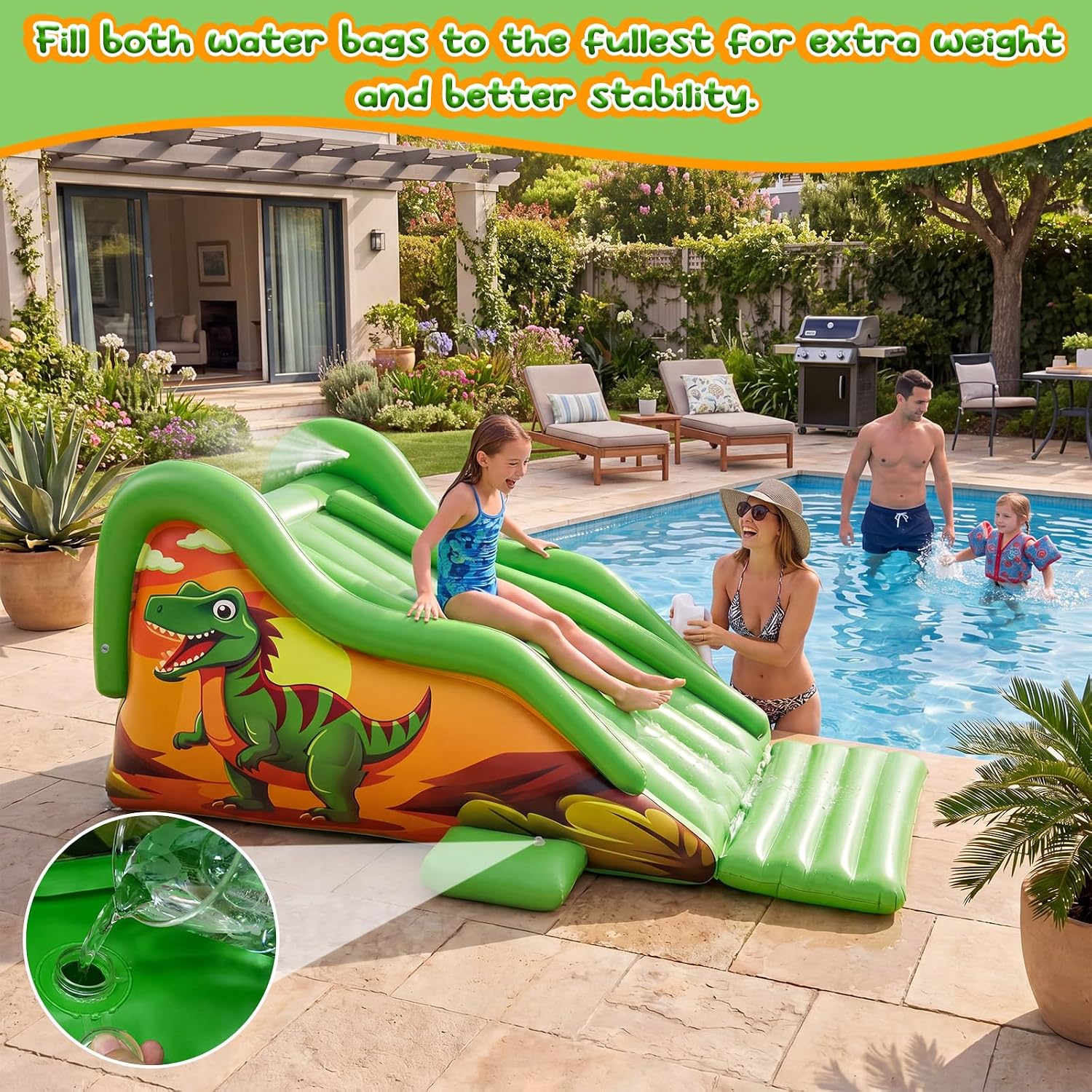125 Inch Giant Inflatable Dino - đánh giá và giá Water Slide Inflatable