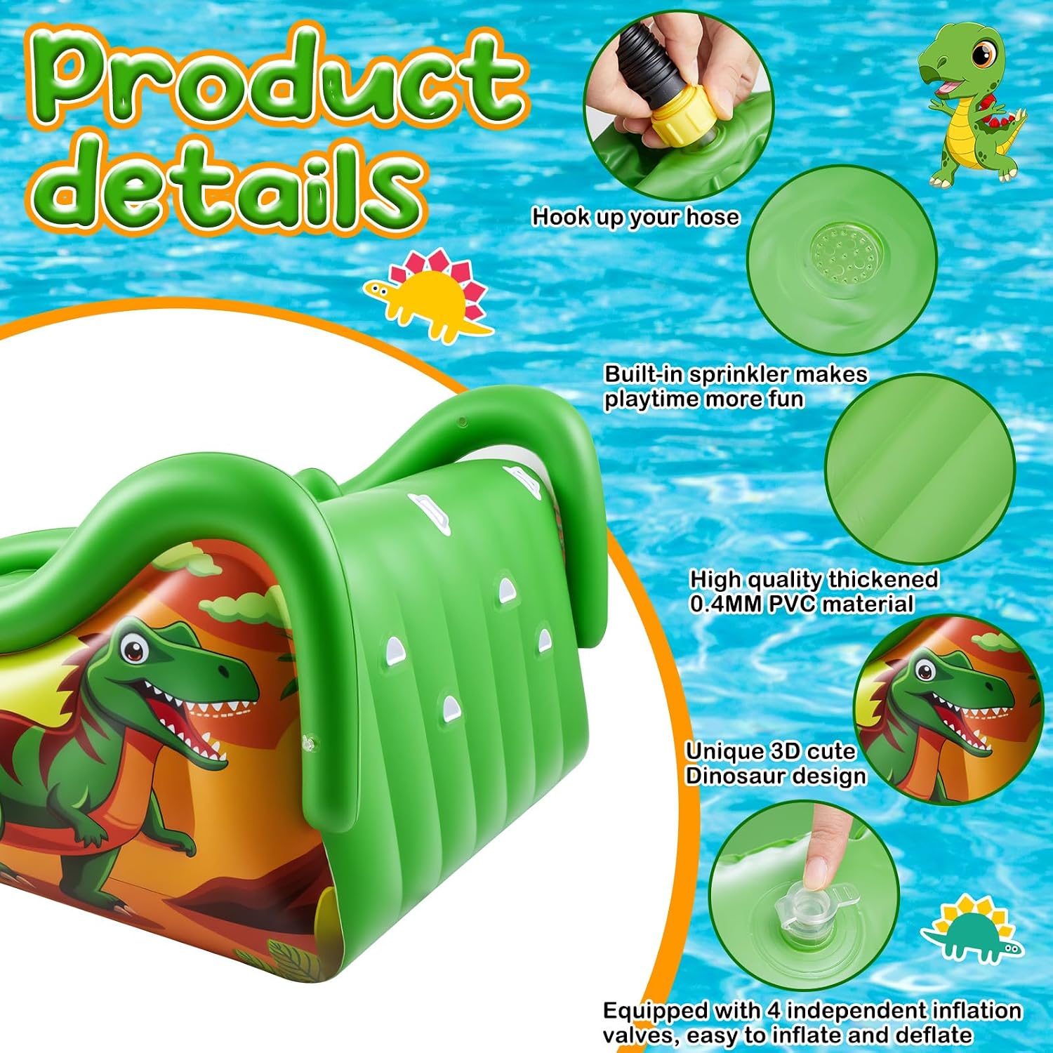 125 Inch Giant Inflatable Dino - đánh giá và giá Water Slide Inflatable
