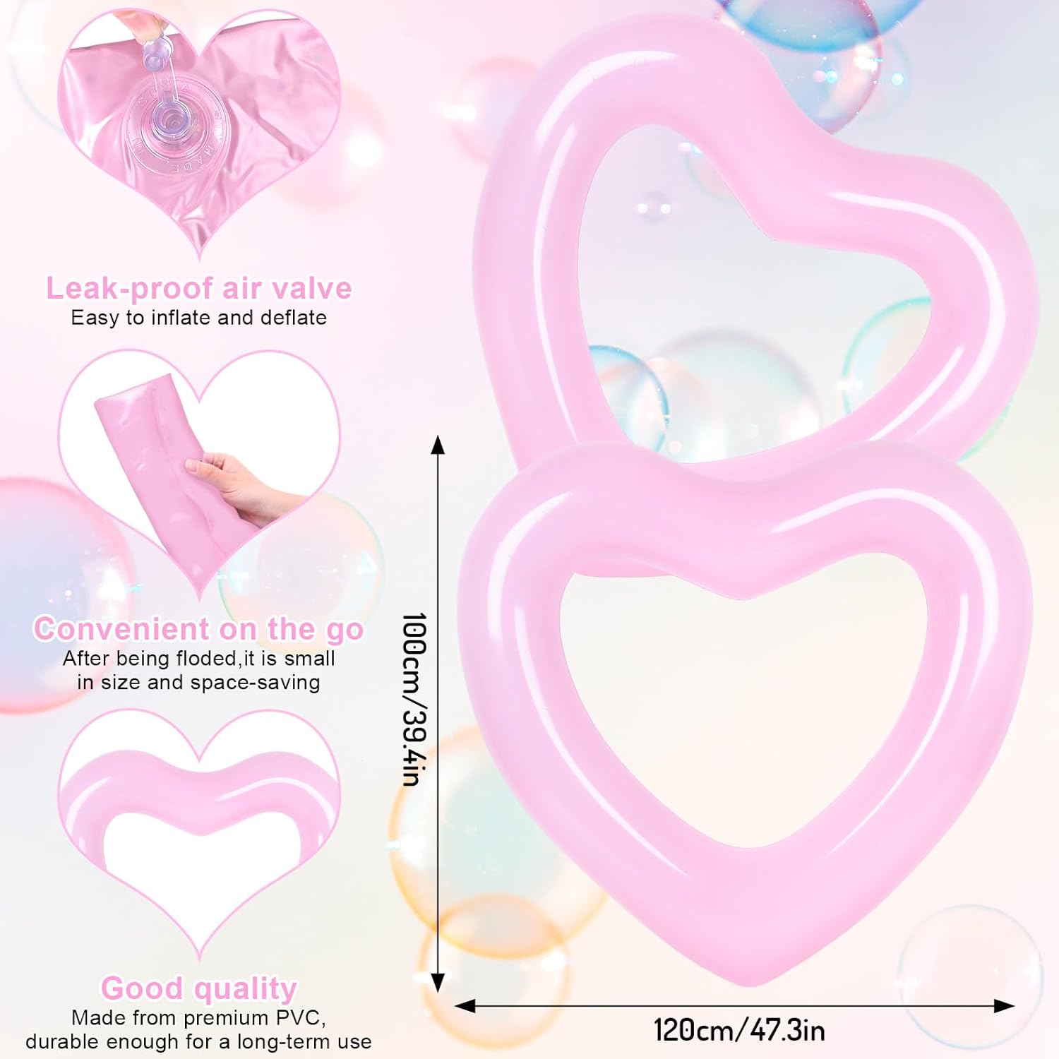3Pcs Inflatable Heart Pool Flo - đánh giá và giá Pool Float Ring Inflatable